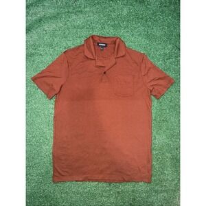 Express Men's Rust Camp Collar Polo Size S Short Sleeve Shirt